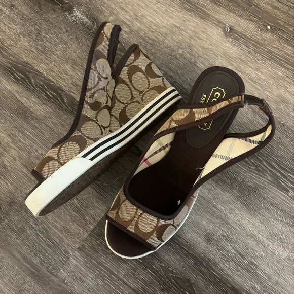 Y2k Coach Monogram Sydney Wedges - Picture 1 of 7